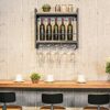 EYLINK Vintage Wine Racks Wall-Mounted, Kitchen Bar Unit Floating Shelves Rustic Wood Board Wine Bottle Holder Metal Iron Wine Glass Rack Goblet