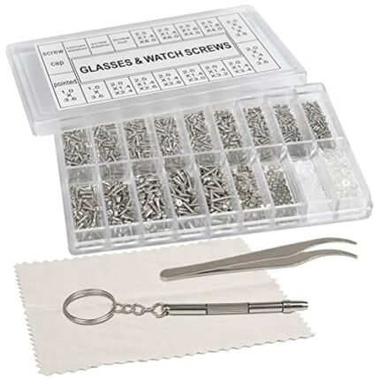 FOROREH Mini screws Glasses Screws Stainless steel Glass repair kit Screws, Micro screws Repair kit with screwdriver tweezers Glasses, sunglasses