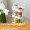 ASelected 3 Tier Storage Trolley with Lock 82x45x37CM Kitchen Storage Utility Cart Rolling Storage Rack for Bedroom Bathroom Office(White)