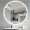 Bathroom mirror Round mirror backlit LED light mirror round wall-mounted smart with lamp mirror light single touch anti-fog mirror (Size : 60cm)