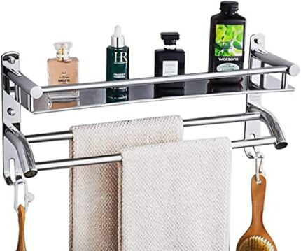 Towel Rail Bathroom Wall Mounted 304 Stainless Steel Towel Rack Holder With Towel Bar Storage Shelf Hook Rack For Bathroom Hotel Kitchen(Size : 5