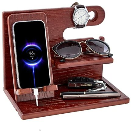 YODJEW Gifts for Men Christmas Bedside Organiser -Wood Bedside Organiser Birthday Xmas Secret Santa Presents for Husband Wife Anniversary Dad Bir