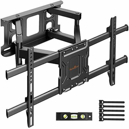 Perlegear TV Wall Bracket Swivels Tilts Extends, Full Motion TV Bracket for Most 37-75 Inch Flat&Curved TVs up to 60kg, MAX VESA 600x400mm