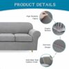 Carvapet High Stretch Fit Sofa Cover 2 Seater with 2 Seat Cushion Covers, Thick & Washable Plush Jacquard Sofa Slipcover for Living Room Furnitur