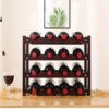 4-Tier Stackable Wine Rack -Foldable Wooden Countertop Cabinet Wine Holder Storage Stand Cellar- Free Standing - Perfect for Bar, Wine Cellar, Ba