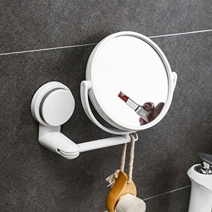 Hosoncovy Suction Cup Wall Mirror Bathroom Mirror Makeup Mirror Wall Hanging Mirror 360 Adjustable Double Sided Magnifying Mirror Desktop Mirror