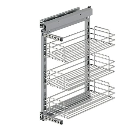 Emuca - Pull-Out Trolley with Soft Close, Pull-Out Shelf Kitchen Drawer, 300 (11,8 inch), Chrome Plated, Steel