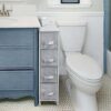 CIADAZ Narrow Dresser Tower with 4 Drawers, Easy Pull Handle Narrow Dresser Tower Sturdy Metal Frame Bathroom Little Cabinet Stand Slim Side Stor