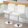 DINGZZ Set of 4 Adjustable Bar Stools PU Leather Swivel Kitchen Counter Pub Chair (Color : Argento, Size : Light Grey)