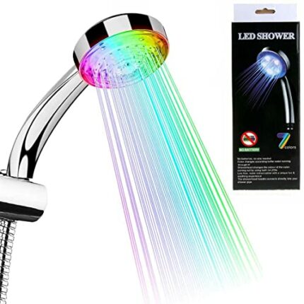 LED Shower Head with 7 Color Changing, LED Light Handheld Shower Heads for Bathroom, High Pressure Water Saving Shower Sprayer, Water Powered, Un