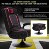 BraZen Serpent 2.1 Bluetooth Surround Sound Gaming Chair Foldable Pu Leather Seat with Pedestal Base - Pink