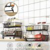 BRIAN & DANY 3 Tier Vegetable Storage Rack, Stackable Fruit Vegetable Stand with Lockable Casters and 5 S-Hooks for Kitchen, Pantry, Bathroom, Ga