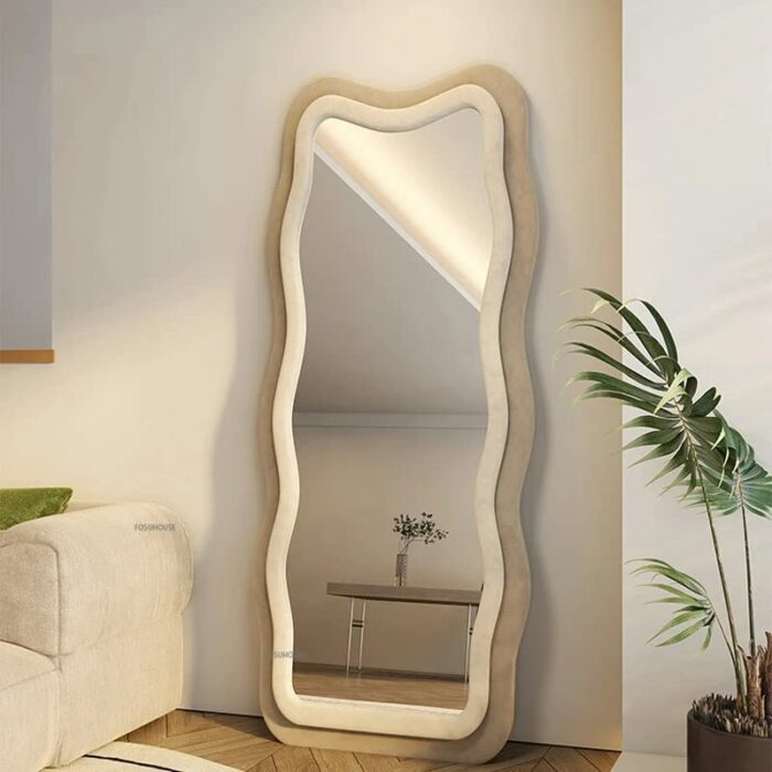 SkiPdr Household Mirrors Floor-to-ceiling full-body Mirror Small Apartment Clothing Store Wall Fitting Mirror (Argento Talla ?nica)