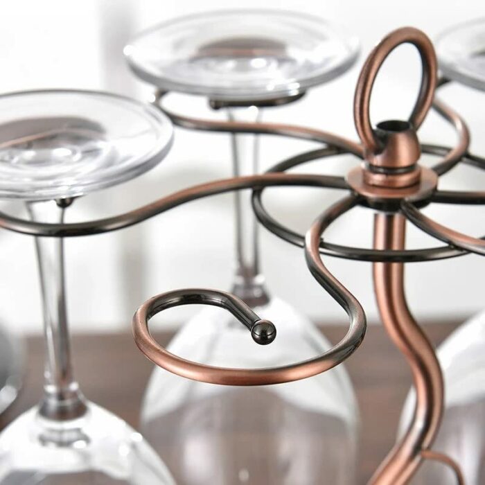 LUKEO European Double Bottle 6Cups Wind Rack Leaf G-Shaped Cup Holder Goblet Wine Storage Basket Bar Family Wine Tools