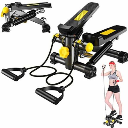 ALREMO HUANGXING - Mini Stepper Leg Bike Pedal at Home Trainer with Resistance Bands and LCD Display, Legs Arm Thigh Exerciser Fitness Full Body