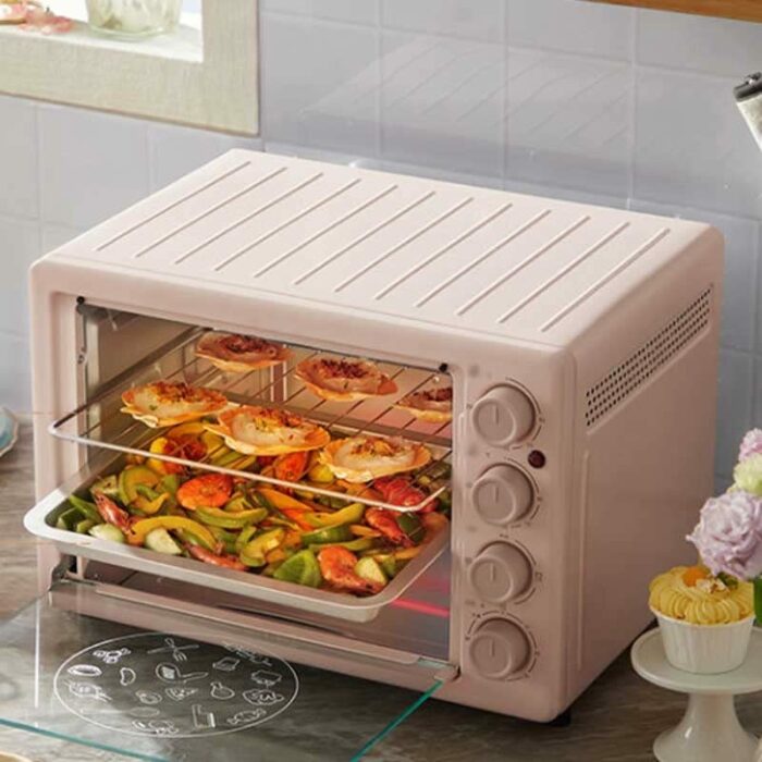 KKYKP Electric Oven New Household Multi-functional Small Capacity Mini Oven Independent Temperature Control Electric Baking Oven (Color : Pink, S