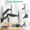 WALI Dual LCD Monitor Fully Adjustable Gas Spring Wall Mount Fit 2 Screens VESA up to 32 inch, 19.8 lbs. Weight Capacity per Arm (GSWM002), Black