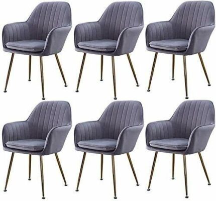 Modern Kitchen Dining Room Chairs Kitchen Dining Chair Set Of 6,with Metal Legs Velvet Seat and Backrests Kitchen Living Room Arm Sofa Chair (Col