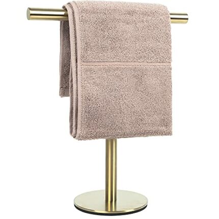 Bath Hand Towel Holder Standing, T-Shape Towel Bar Rack Stand, SUS304 Stainless Steel Brushed Finish,Tower Bar for Bathroom Kitchen Vanity Counte