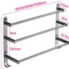 Towel Rack Towel Rail Bathroom Shelf Three-Layer, Wall Hanging Towel Holder with Hook 30Cm/60Cm