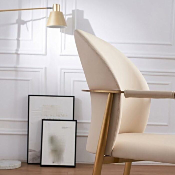 maozi Armrest Dining Chairs Metal Comfortable Backrest Upholstered Chair Kitchen Furniture