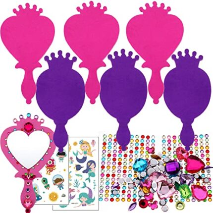RICHNESS Princess Foam Mirrors Decorate Your Own Princess Mirrors Unbreakable kids mirror Preschool Art Toys Pack of 6
