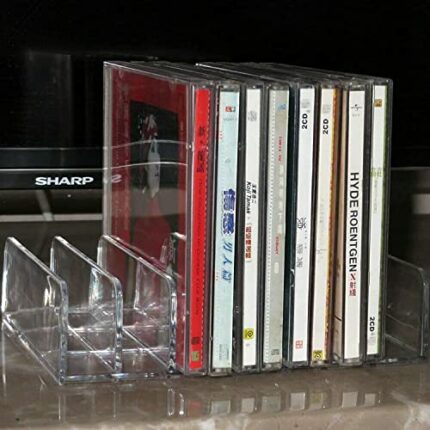 Pmsanzay DVD Storage Box - Clear Acrylic - Stackable DVD and CD Holder, CD Display Rack CD Organizer Stand - Holds up to 14 Standard CD Cases for