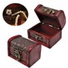 4 Pieces, Mini Wooden Treasure Chest, Small Wooden Treasure Chest, Vintage Small Treasure Chest, Wooden Chest, Small Vintage Wooden Jewellery Box
