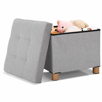 Ottoman Storage Footstool, Large Storage Space-saving Upholstered Cube Foot Rest Stool Folding Ottoman Storage Boxes Storing Stuff and Resting Fo