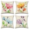 Artscope Set of 4 Waterproof Cushion Covers 45x45cm, Decorative Flamingo and Pink Flowers Pattern Throw Pillow Covers, Perfect to Outdoor Patio G
