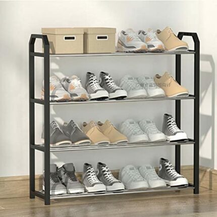 BAISALJI 4-Tier Shoe Rack Organiser can be quickly assembled without tools, can hold up to 15-20 pairs, and is suitable for home or dormitory use