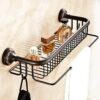 Bathroom Lavatory Towel Shelf with Towel Bars Wall Mount Holder Oil Rubbed Bronze Bath Towel Holder Shelf Wall Mounted Towel Rack
