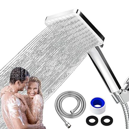 LUOCAI High Pressure Shower Head with Hose(5 Feet) Water Saving(-26%) Universal Compatible Replacement Adjustable 6 Spray Modes Multi-Functional