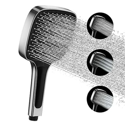 Shower Head, VESKYAO High Pressure Shower Heads with 3 Spray Modes, Powerful Shower Head Only, Universal Water Saving Large Shower Head