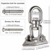 WAREMAID Heavy Duty 360° Swivel Swing Hangers, Stainless Steel Swing Hook for Ceiling Wooden Porch Swing Hanging kit Playground Gym Rope Boxing B