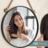 Barnyard Designs 26" Coastal Round Mirror with Hanging Rope - Mount Included - Nautical Rope Mirror for Bathroom Wall, Living Room or Entry Space