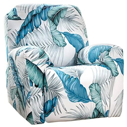 Ghopy 4pcs Recliner Sofa Slipcover with Pocket Stretch Sofa Cover Elastic Furniture Protector Printed Reclining Lounge Chair Covers for Single Se