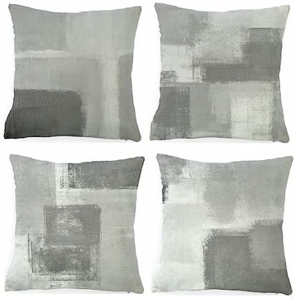 TIAODIAN Grey Cushion Covers 45 x 45 cm Set of 4 Modern Abstract Art Square Decorative Throw Pillow Covers 18x18 inches for Living Room Sofa Gard