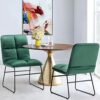 Warmiehomy Dining Chairs Set of 2,Foldable Velvet Chair Upholstered Chair with Black Metal Legs&Soft Backrest Reception Chair Padded Seat for Liv