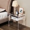 solaround Clear Acrylic End Table 2-Tier Bedside nightstand for Living Room Bedroom Home Decor (Black)