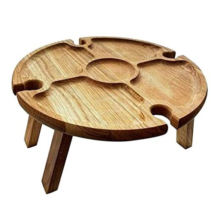 POTRZEBNY Foldable Portable Picnic Table, Outdoor Foldable, Lightweight Camping Table, Small Wooden Wine Picnic Table, Small