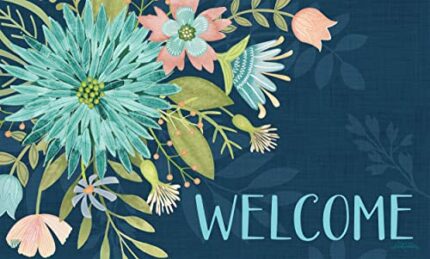 Studio M MatMates Floral Reflection Decorative Floor Mat Indoor or Outdoor Doormat with Eco-Friendly Recycled Rubber Backing, 18 x 30 Inches