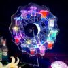 DISHENGZHEN LED Neon Ferris Wheel Champagne Wine Acrylic Cup Holder, Colorful Light Spinning Stand with 12 Glasses Cups, Party Bar Drinking Tumbl