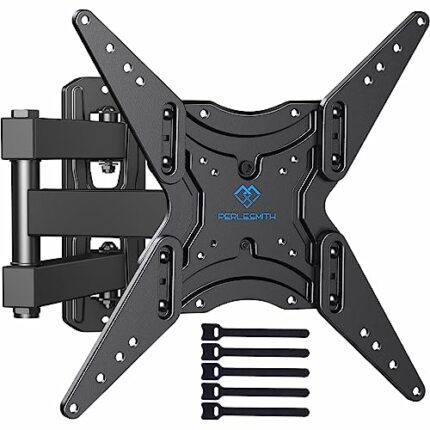 PERLESMITH TV Wall Bracket Swivel Tilt Extend, Universal TV Bracket Wall Mount for 26-60 Inch Flat/Curved TVs, Adjustable TV Bracket Holds up to