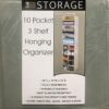 Better Home Closet Hanging Organizer, 3 Shelf 10 Shoe Pocket, Storage Space Saver 50"x12"x12" (Grey)
