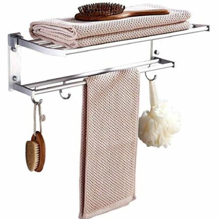N/A Towel rack - Stainless Steel Towel bar,Punch-Free Double Pole Bathroom Pendant,Wall-Mounted Towel Rack for Bathroom Kitchen Office