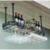 OUSIKA Wine Racks,Wine Lovers/Wall Wine Rack Hanging Wine Glass Rack Bar Creative Wine Rack Upside down Goblet Rack Ceiling Decoration Shelf for