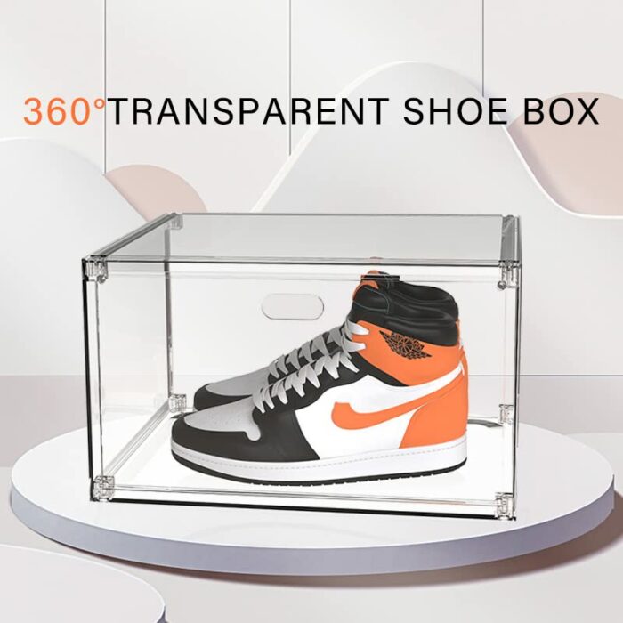 Super God of War Acrylic Shoe Storage Box - 6 Pack Clear Plastic Stackable Shoe Organizer - Foldable Shoe Box - Space Saving Shoe Display Case -