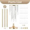 Sziqiqi 100cm Tall Table Centerpiece for Wedding with Crystal Beads - 2 Pcs Gold Wedding Table Decoration for Ceremony Flowers Arrangements Displ
