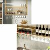 Qunine Wine Glass Hanging Rack, Wall Mounted Wine Rack,Bottle & Glass Holder,Clear Storage Store Red, White, Champagne, Floating Wine Shelf and G